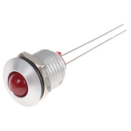 1 pcs - Bulgin Red Indicator, 2V dc, 8mm Mounting Hole Size, Lead Wires Termination