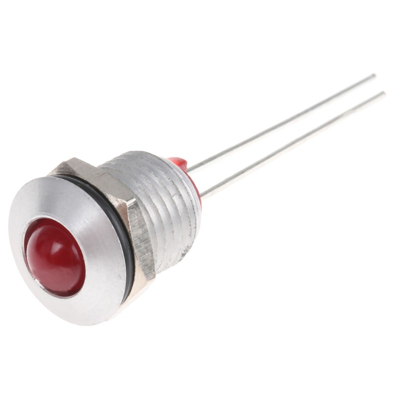 1 pcs - Bulgin Red Indicator, 2V dc, 8mm Mounting Hole Size, Lead Wires Termination