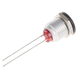1 pcs - Bulgin Red Indicator, 2V dc, 8mm Mounting Hole Size, Lead Wires Termination