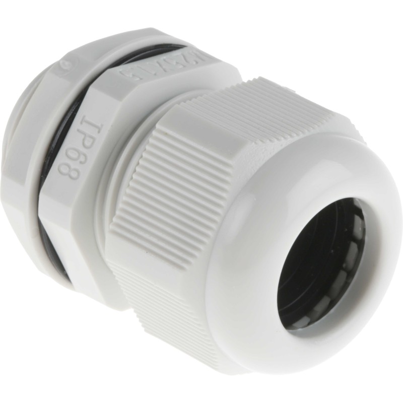 10 pcs - RS PRO Grey Nylon Cable Gland, M25 Thread, 13mm Min, 18mm Max, IP68