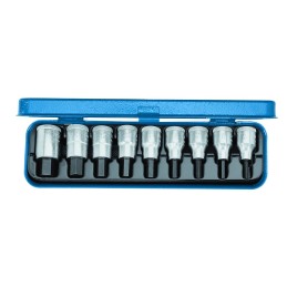 1 pcs - Gedore 9-Piece Metric 1/2 in Bit Socket Set , Hex Bit