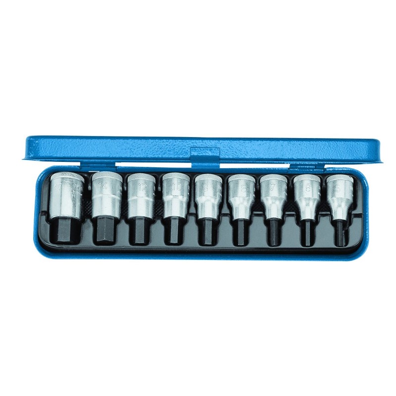 1 pcs - Gedore 9-Piece Metric 1/2 in Bit Socket Set , Hex Bit