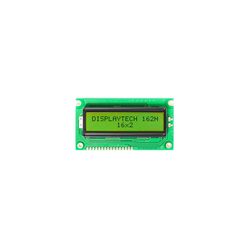 1 pcs - Displaytech 162H BC BW 162H Alphanumeric LCD Display, Yellow-Green on, 2 Rows by 16 Characters, Transflective