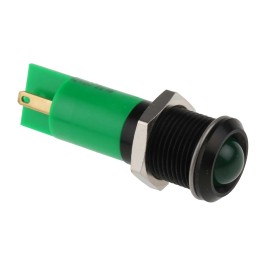1 pcs - RS PRO Green Panel Mount Indicator, 12V dc, 14mm Mounting Hole Size, Solder Tab Termination