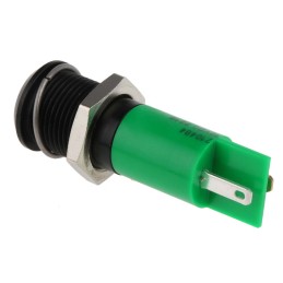 1 pcs - RS PRO Green Panel Mount Indicator, 12V dc, 14mm Mounting Hole Size, Solder Tab Termination