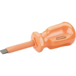 1 pcs - SAM Slotted Insulated Stubby Screwdriver, 6 mm Tip, 40 mm Blade, VDE/1000V, 50 mm Overall
