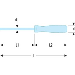 1 pcs - Facom Slotted Screwdriver, 8 mm Tip, 150 mm Blade, 260 mm Overall