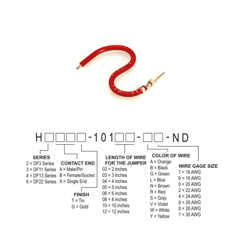 10 pcs : H2AXT-10103-R4 - JUMPER-H1502TR/A2015R/X 3'