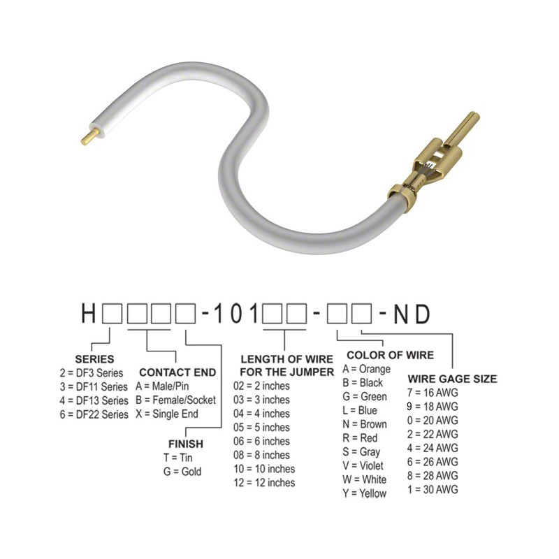 10 pcs : H2AXT-10103-W4 - JUMPER-H1502TR/A2015W/X 3'