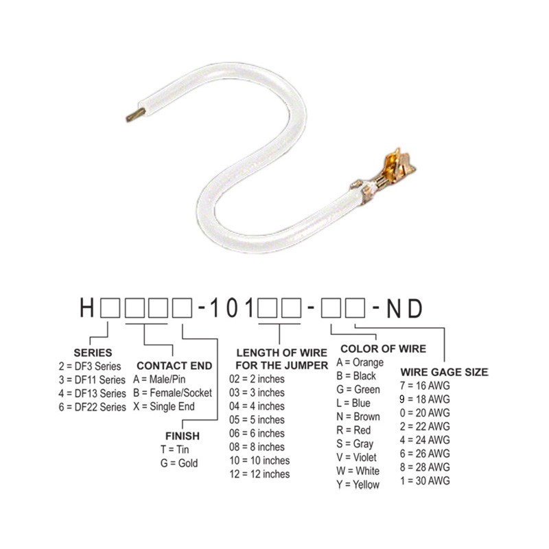 10 pcs : H2BXG-10106-W4 - JUMPER-H1501TR/A2015W/X 6'