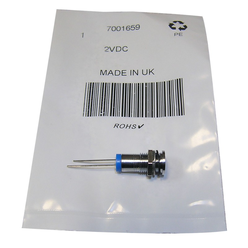 1 pcs - RS PRO Blue Panel Mount Indicator, 2V dc, 8mm Mounting Hole Size, IP67