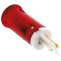 1 pcs - Apem Red Panel Mount Indicator, 220V ac, 12mm Mounting Hole Size, Faston, Solder Lug Termination