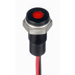1 pcs - RS PRO Red Panel Mount Indicator, 10.8 - 13.2V dc, 6mm Mounting Hole Size, Lead Wires Termination, IP67