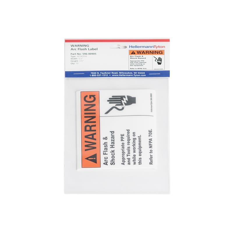 1 pcs : 596-00905 - ARC FLASH LABEL, WARNING ARC FLA