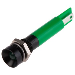 1 pcs - RS PRO Green Panel Mount Indicator, 24V ac, 8mm Mounting Hole Size, Solder Tab Termination