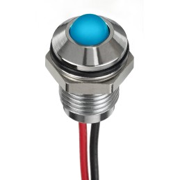 1 pcs - RS PRO Blue Panel Mount Indicator, 12V dc, 8mm Mounting Hole Size, Lead Wires Termination, IP67