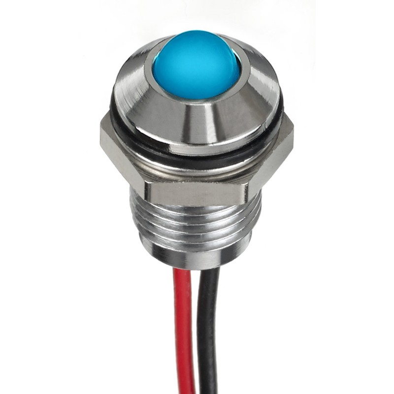 1 pcs - RS PRO Blue Panel Mount Indicator, 12V dc, 8mm Mounting Hole Size, Lead Wires Termination, IP67