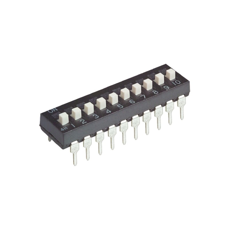 5 pcs - TE Connectivity 10 Way Through Hole DIP Switch SPST, Extended Slide Actuator