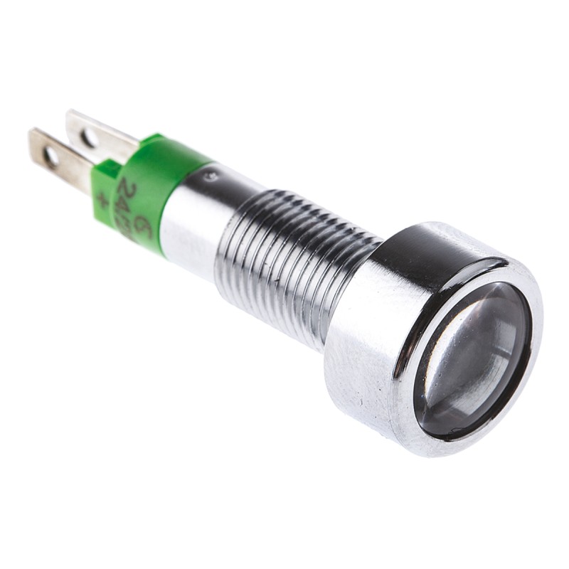 1 pcs - Signal Construct Green Panel Mount Indicator, 24 - 28V, 8mm Mounting Hole Size