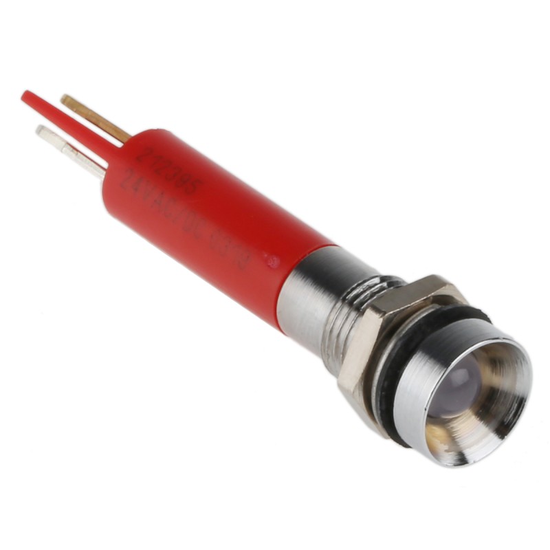 1 pcs - RS PRO Red Panel Mount Indicator, 8mm Mounting Hole Size, Solder Tab Termination, IP67