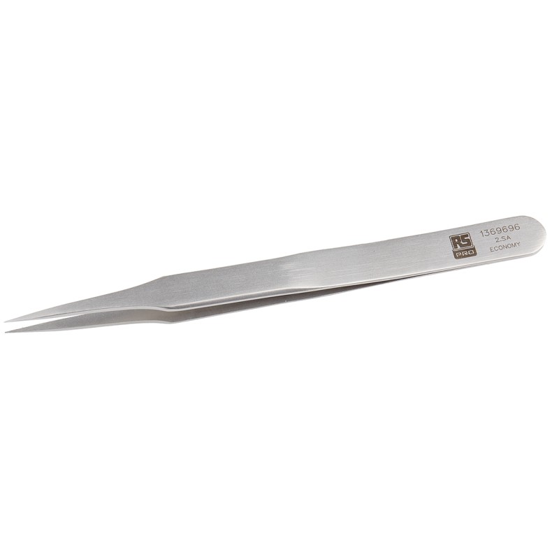 1 pcs - RS PRO 120 mm, Stainless Steel, Flat, Tweezers