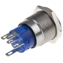 1 pcs - RS PRO Illuminated Push Button Switch, Momentary, Panel Mount, 19.2mm Cutout, SPDT, White LED, 24V, IP67