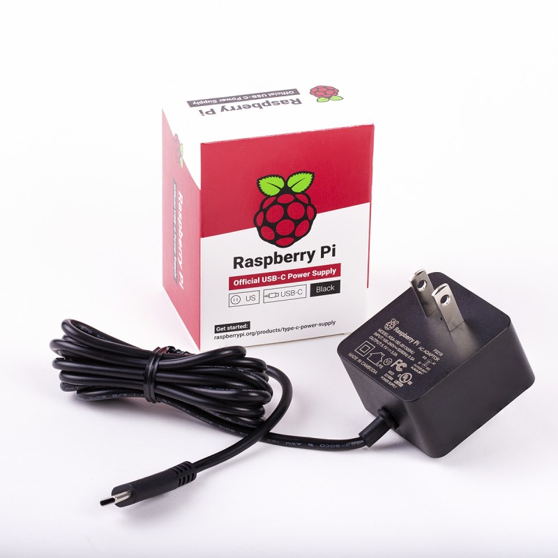 1 pcs - Raspberry Pi Power Supply, USB Type C with US Plug Type, 1.5m