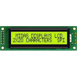 1 pcs - Midas MC22005A6W-SPTLYS-V2 Alphanumeric LCD Alphanumeric Display, 2 Rows by 20 Characters