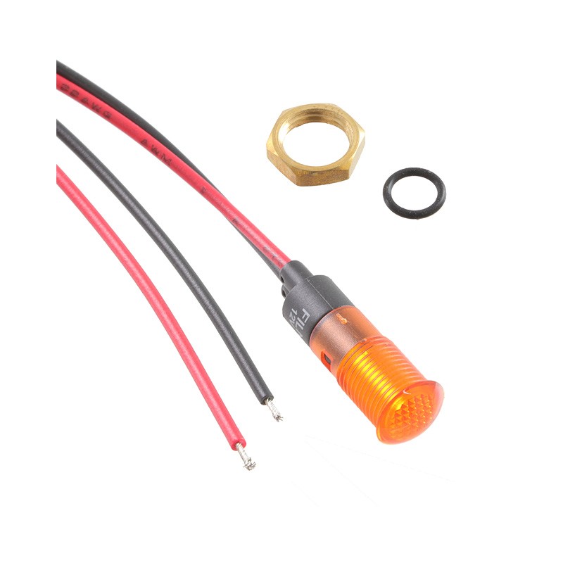 1 pcs : FL1P-8NW-1-Y12V - LED YEL 8MM NUT 12VAC/DC STK