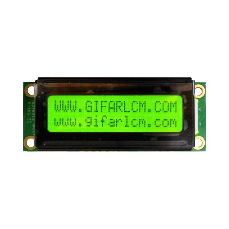 1 pcs : GFC1602GB-YPAEJS - 16X2 STN(Y/G)-PY/G BL53X20X9.