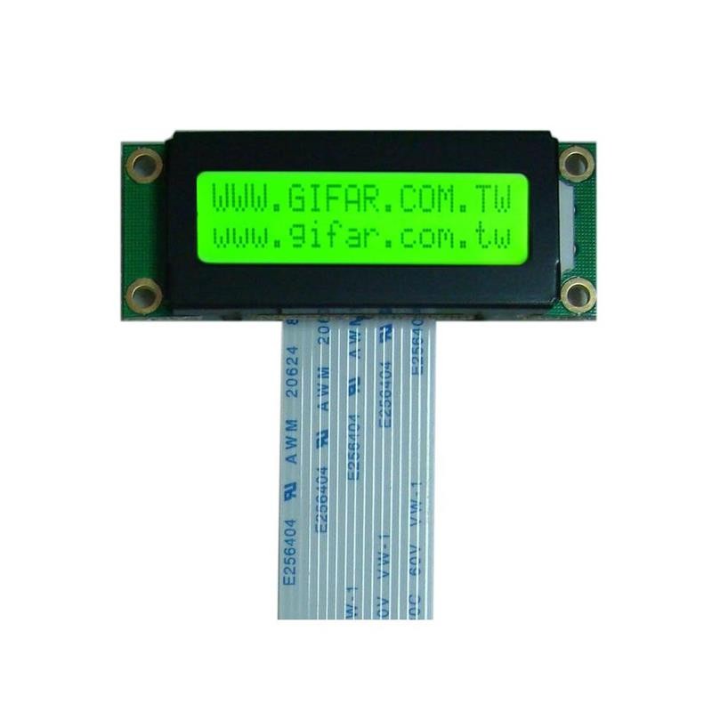 1 pcs : GFC1602G-GPAE-JS - 16X2STN-GYELLOW GREEN53*20)