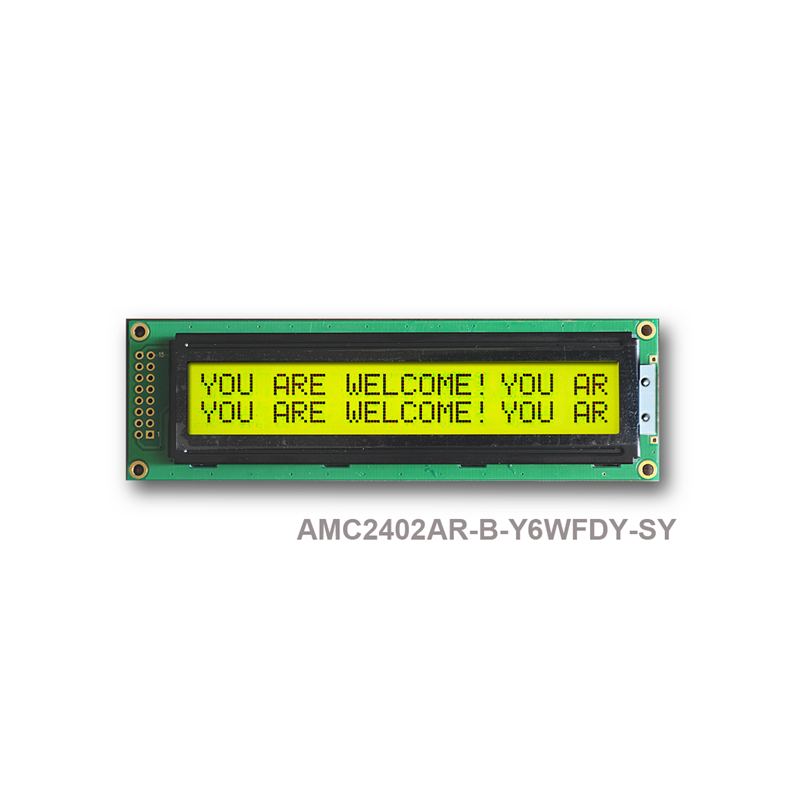 1 pcs : AMC2402AR-B-Y6WFDY - 24X2 CHARACTER STN YELLOW GREEN