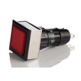 1 pcs - EAO, 61, Panel Mount Red LED Pilot Light, 16mm Cutout, IP65, Square