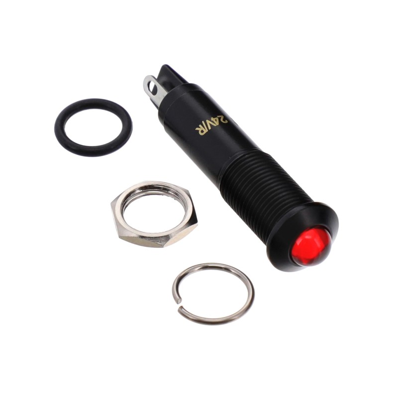 1 pcs : 6091122340F - LED 9MM PMI R 24V BLK HS W GASKT