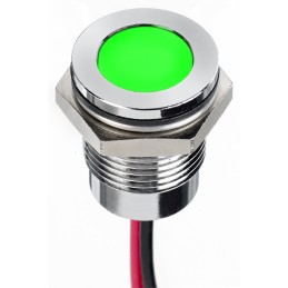1 pcs - RS PRO Green Panel Mount Indicator, 220V ac, 14mm Mounting Hole Size, Lead Wires Termination, IP67