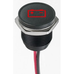 1 pcs - APEM Red Panel Mount Indicator, 12V dc, 16mm Mounting Hole Size, Lead Wires Termination, IP67