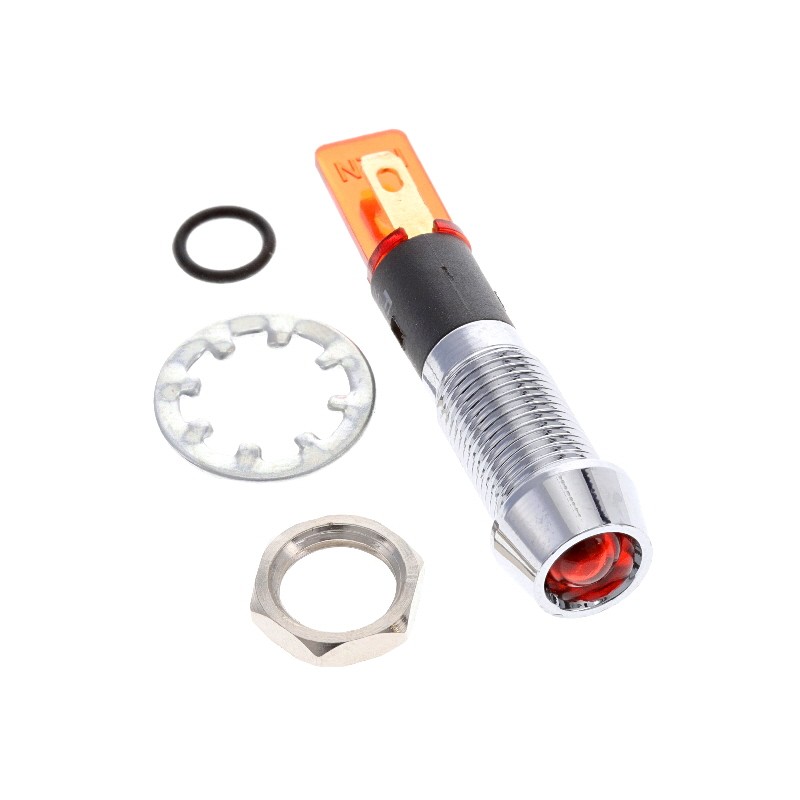 1 pcs : FL1M-8CJ-2-R24V - LED RED 8MM NUT 24VAC/DC STK