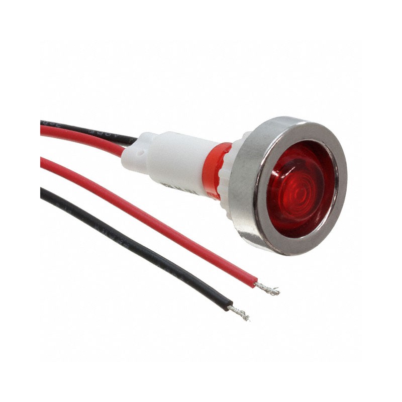 1 pcs : FL1P-10NW-1-R12V - LED RED 10MM NUT 12VAC/DC STK