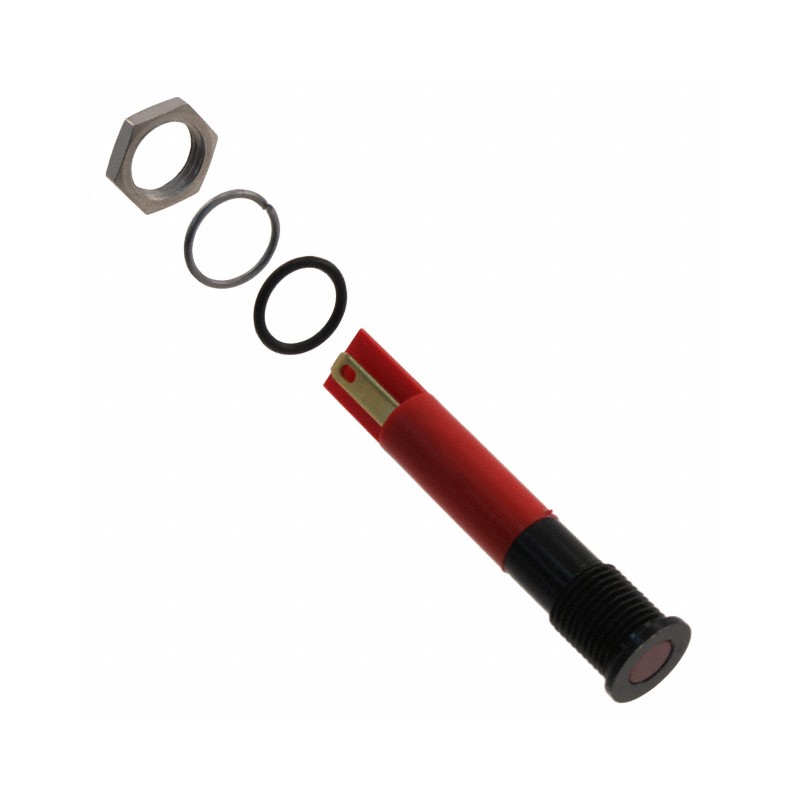 1 pcs : Q8F1BXXR12E - INDICATOR 12V 8MM FLUSH RED
