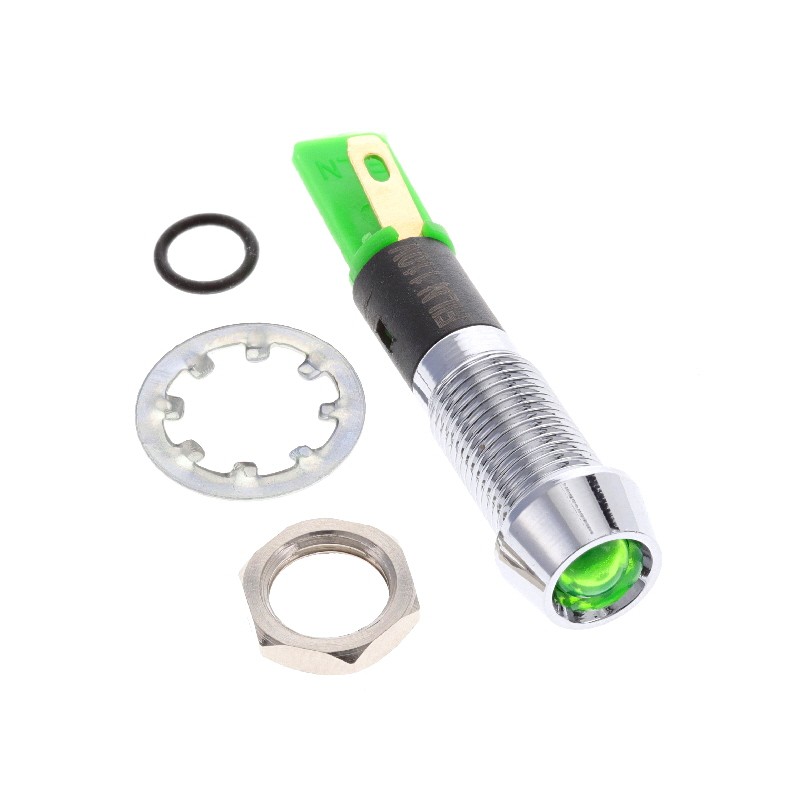 1 pcs : FL1M-8CJ-2-G110V - LED GRN 8MM NUT 110VAC/DC STK