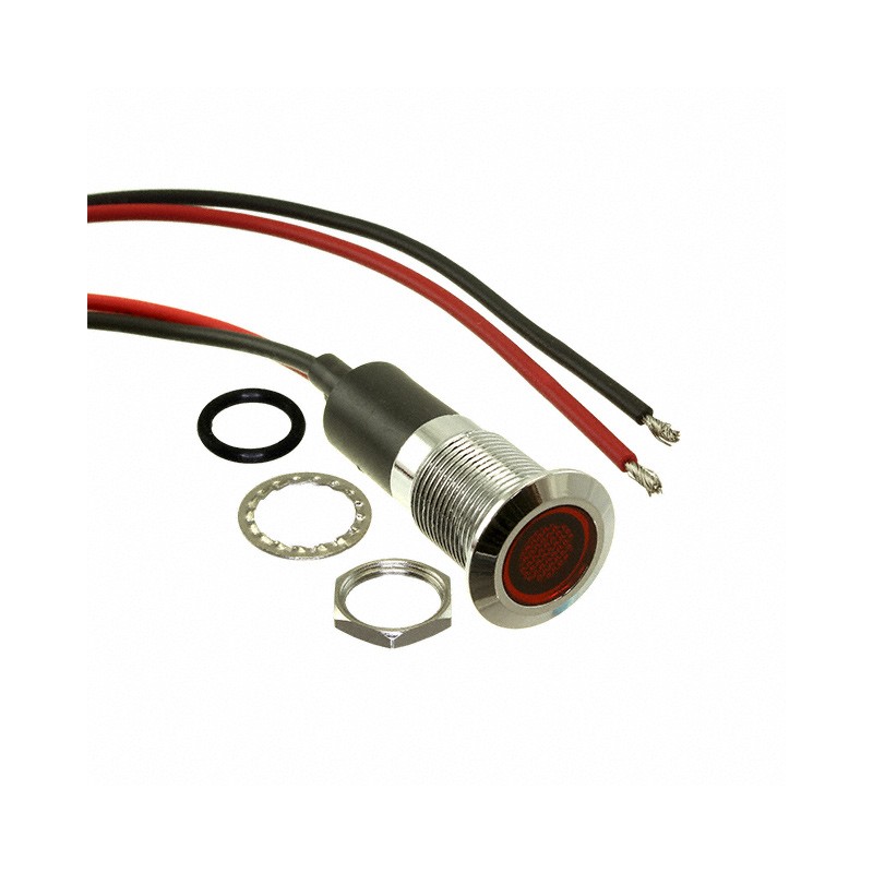 1 pcs : FL1M-12FW-1-R12V - LED RED 12MM NUT 12VAC/DC STK