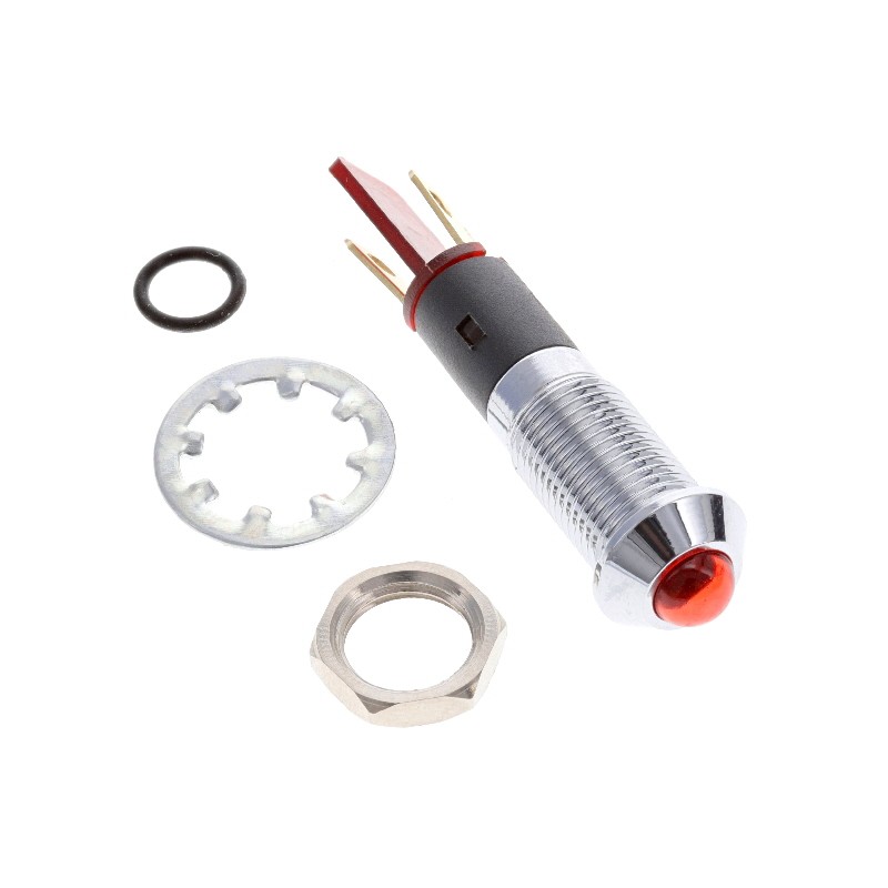 1 pcs : FL1M-8CJ-2-R2V - LED RED 8MM NUT 2VAC/DC STK