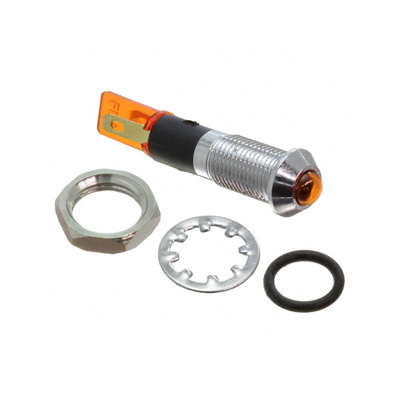 1 pcs : FL1M-8SJ-2-Y12V - LED YEL 8MM NUT 12VAC/DC STK