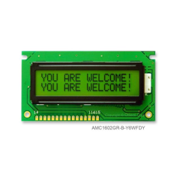 1 pcs : AMC1602GR-B-Y6WFDY - LCD COB CHAR 16X2 Y/G TRANSF