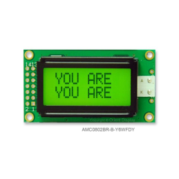 1 pcs : AMC0802BR-B-Y6WFDY - LCD COB CHAR 8X2 Y/G TRANSF