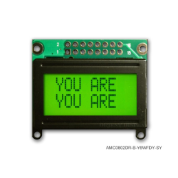 1 pcs : AMC0802DR-B-Y6WFDY - LCD COB CHAR 8X2 Y/G TRANSF