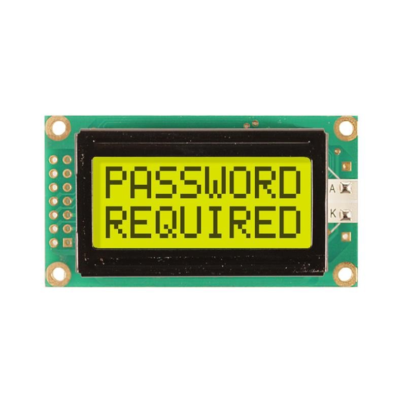 1 pcs : NHD-0208BZ-FL-YBW - LCD MOD 16DIG 8X2 TRANSF YLW/GRN