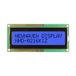 1 pcs : NHD-0216K1Z-FSB-GBW-L - LCD MOD 32DIG 16X2 TRANSFLCT BLU