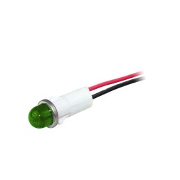 1 pcs : 1092A5-250VAC - LED PMI 5MM GREEN HI DOME WIRE
