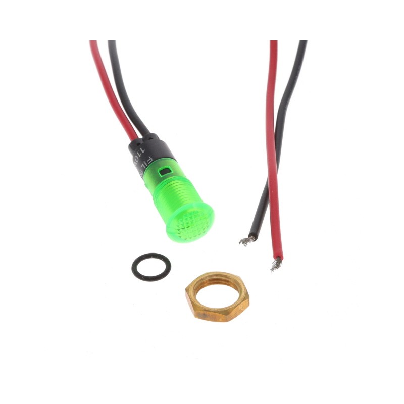 1 pcs : FL1P-8NW-1-G110V - LED GRN 8MM NUT 110VAC/DC STK